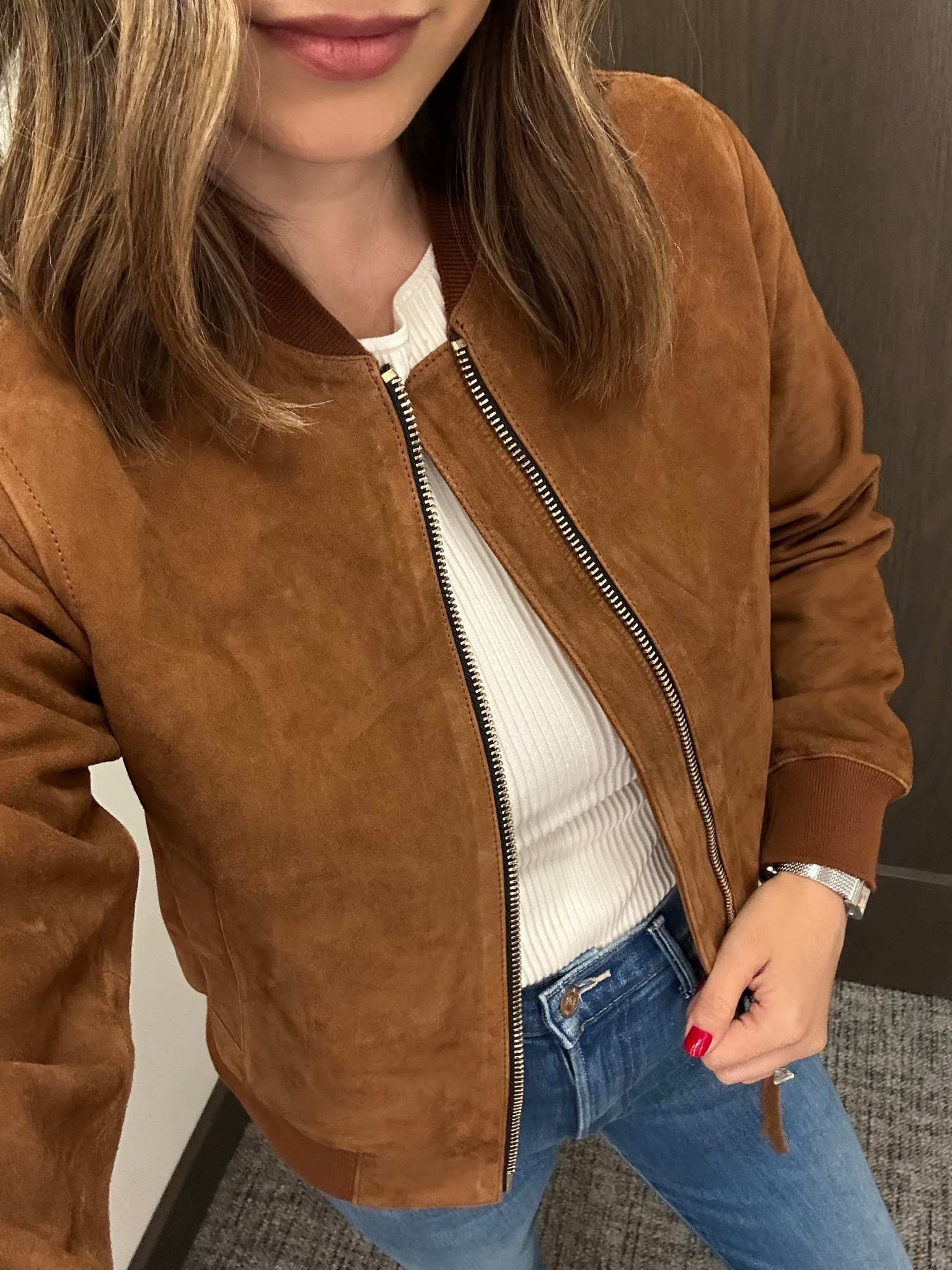 Suede fall jacket - on sale! Wearing size 4