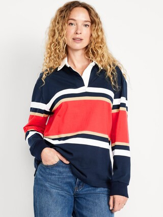 Oversized Rugby-Stripe Top | Old Navy (CA)