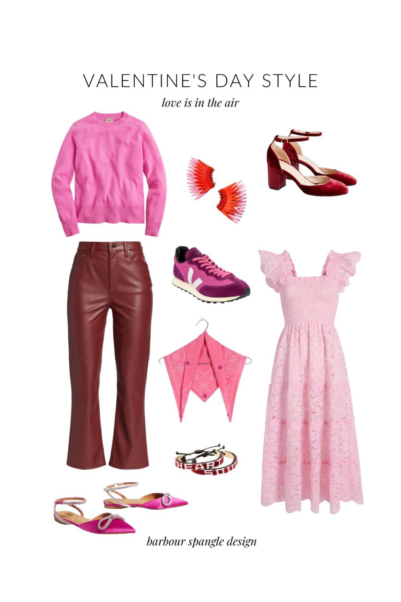 Love is in the air for Valentine’s Day style

Valentine’s Day outfit ideas
Valentine’s Day accessories 
Date night outfit ideas
Leather pants outfit
Pointed toe shoes
Nap dress style

#LTKSeasonal #LTKFind #LTKstyletip