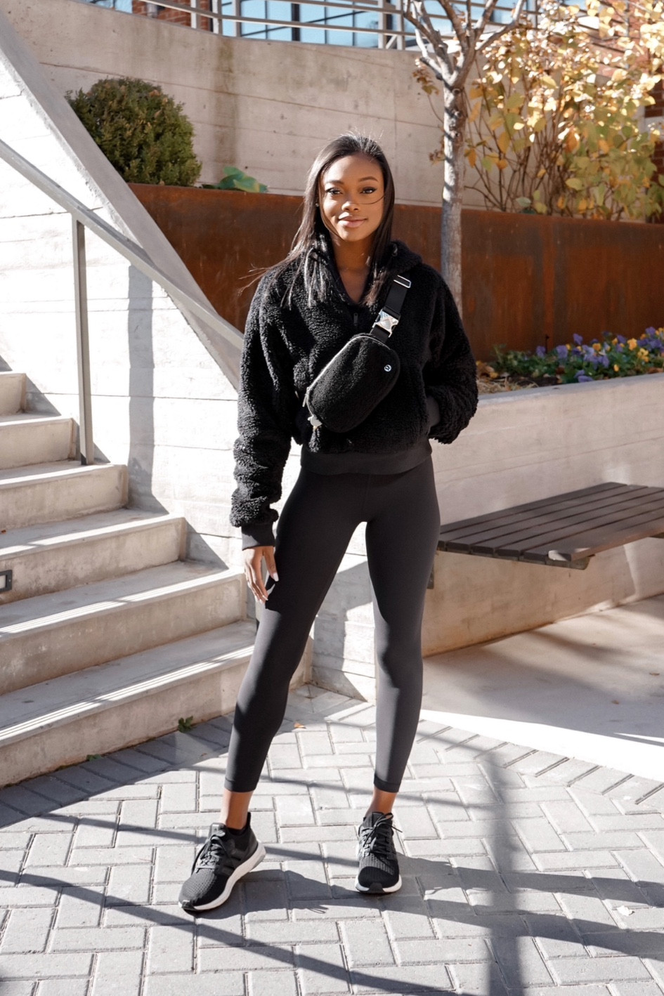 lululemon, fleece belt bag, half-zip, pullover, leggings, fall style, cozy outfit, athleisure, adidas sneakers 

#LTKfit #LTKSeasonal