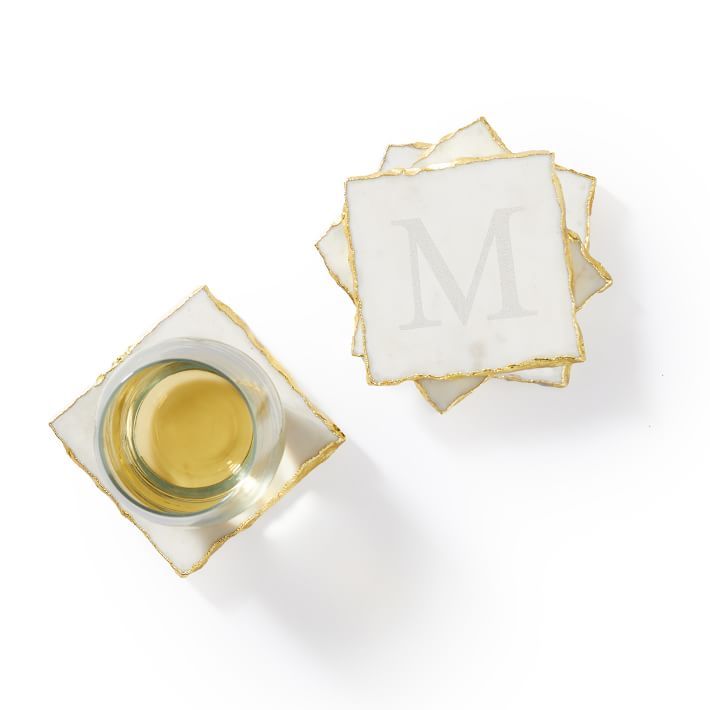 Marble Gold Rim Coasters, Set of 4 | Mark and Graham