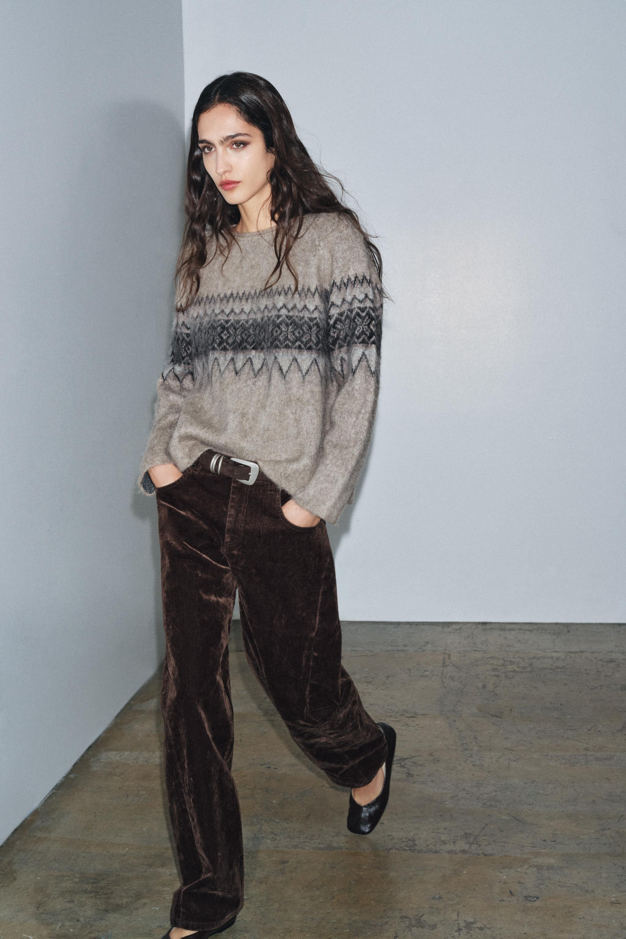 BRUSHED EFFECT JACQUARD KNIT JUMPER | Zara Canada