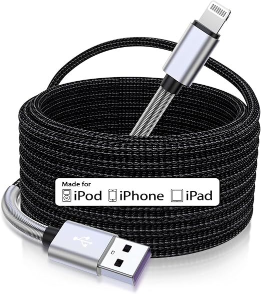 15 Ft Extra Long iPhone Charger Cord, [Apple MFi Certified] iPhone Charging Cable, 2.4A Nylon Bra... | Amazon (US)
