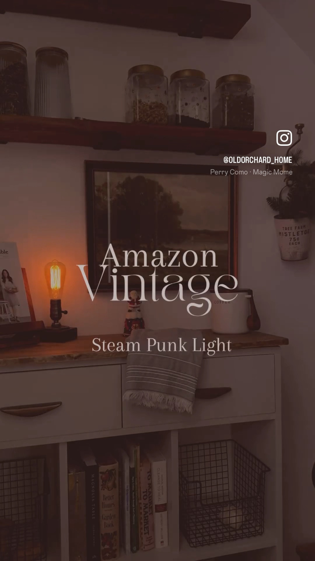 This steam punk light off Amazon has become my personal fav in my little coffee nook! Adds an industrial farmhouse vibe and I’m here for it. Doesn’t come with a light bulb but you can purchase it at Home Depot! 