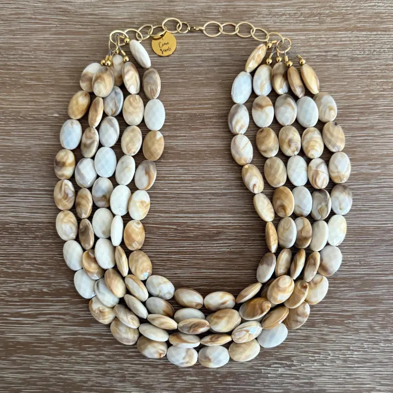 THE DRIFTWOOD NECKLACE Necklace for Women Brown Bead Necklace – Chunky Beaded Necklace Handmade... | Etsy (US)