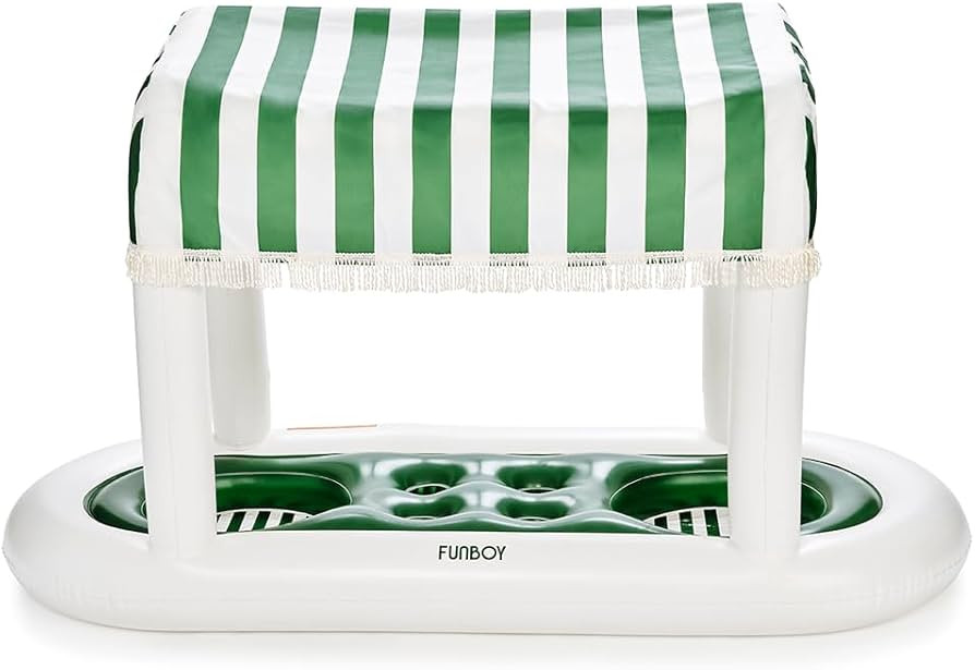 FUNBOY Giant Floating Green Cabana Stripe Drink Station, Removable Fabric Shade with Fringe, Perf... | Amazon (US)