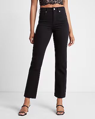 Conscious Edit High Waisted Black Straight Ankle Jeans | Express
