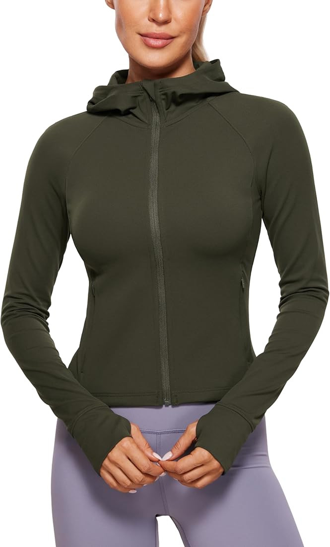 CRZ YOGA Womens Butterluxe Full Zip Workout Hoodie Jackets Slim Fit Hooded Athletic Yoga Lightwei... | Amazon (US)