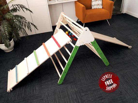 Foldable Pikler Triangle with Ramp, Free Express Shipping, Climbing Triangle, Toddler Gym, Montes... | Etsy (US)