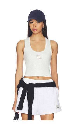 Gold Hinge Ribbed Cotton Tank Top in Grey. - size L | Revolve Clothing (Global)