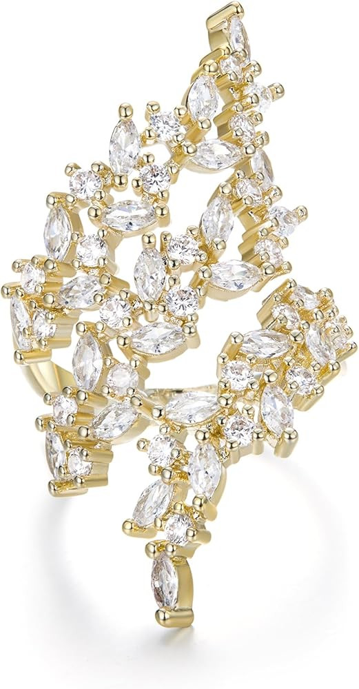 EVER FAITH Layered Promise Engagement Statement Rings Marquise Shape Cubic Zirconia Adjustable Cu... | Amazon (US)