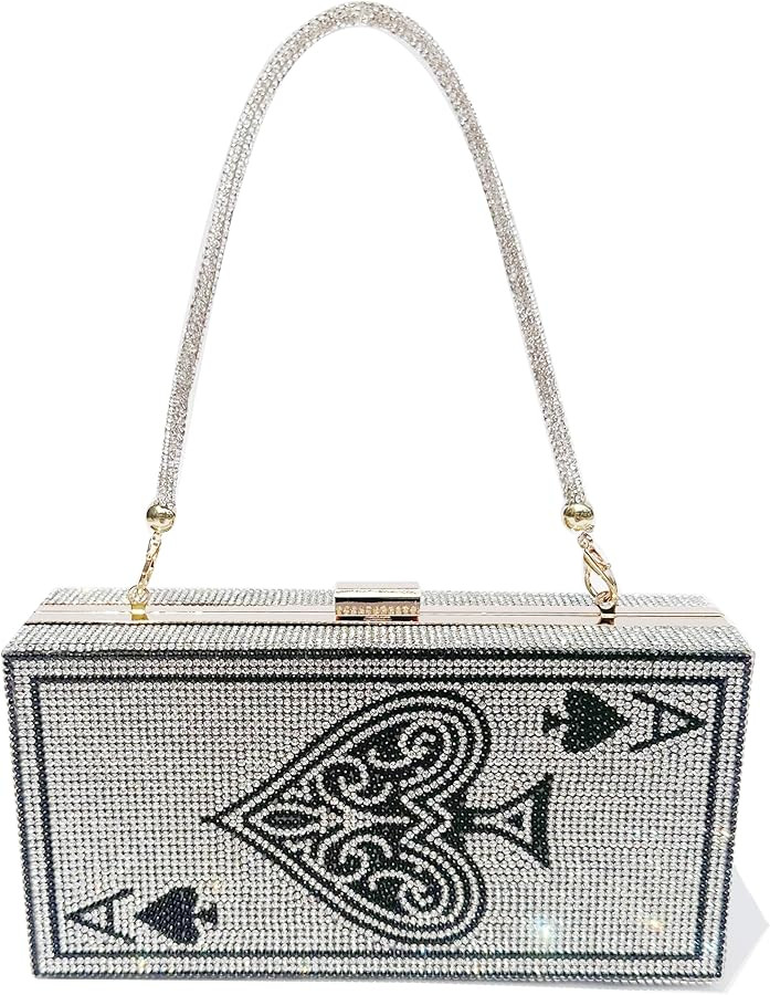 Diamond Sliver Crystal Evening Bag Rhinestone Bling Money Purses Poker Card Handbags Clutch For P... | Amazon (US)
