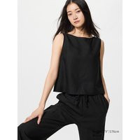 Uniqlo - Linen Blend Blouse (sleeveless) - Black - XXS | UNIQLO (UK)