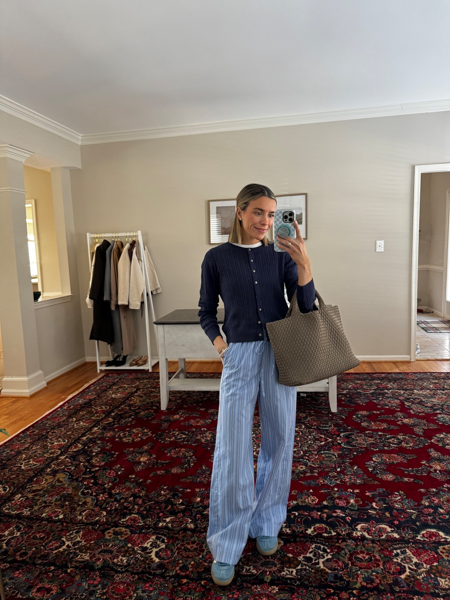 cardigan small 
XS pants 

#LTKmomlife #LTKootd