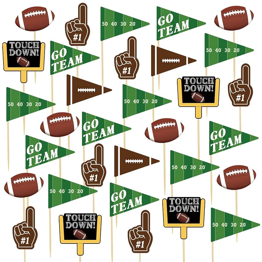 96 Pcs Football Cupcake Toppers, Football Themed Party Favors, Footballs Decorations for SuperBow... | Amazon (US)