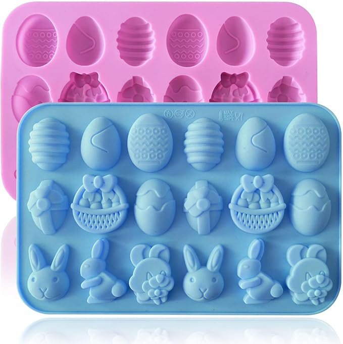 HKNMTT Easter Silicone Candy Mold 2-PACK 9 Shaped Egg Rabbit 36 Cavities Chocolate Mould Wax Melt... | Amazon (US)