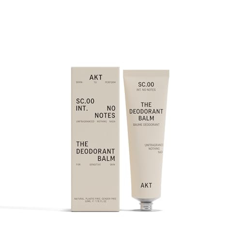 AKT, THE DEODORANT BALM. Award winning, multi-use, natural deodorant. Plastic Free. Gender Free. Aluminium Free. 100% effective — 1 tube lasts up to 3 months. SC.00 NO NOTES. 50ml | Amazon (UK)
