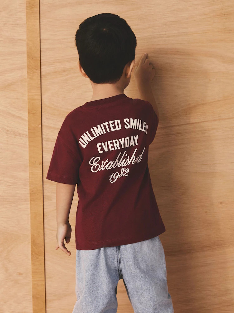 Berry Red Slogan Short Sleeve Back Print T-Shirt (3mths-7yrs) | Next US