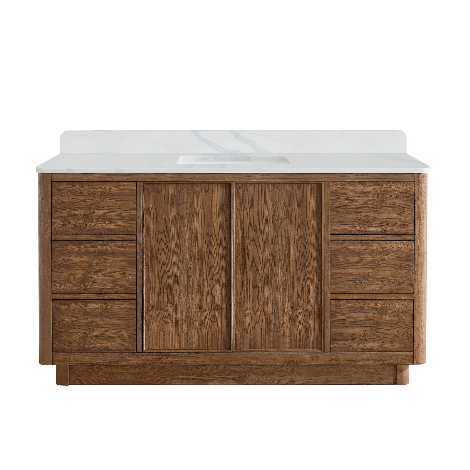 Ratisha 60" Single Bath Vanity in Oak Weathered Brown with Silk White Quartz Stone Top | Wayfair North America