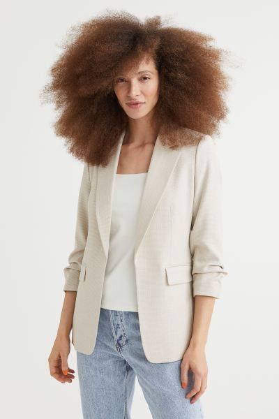 Gathered-sleeve Jacket Beige Jacket Beige Blazer Spring Outfits Pastel Budget Fashion | H&M (US + CA)