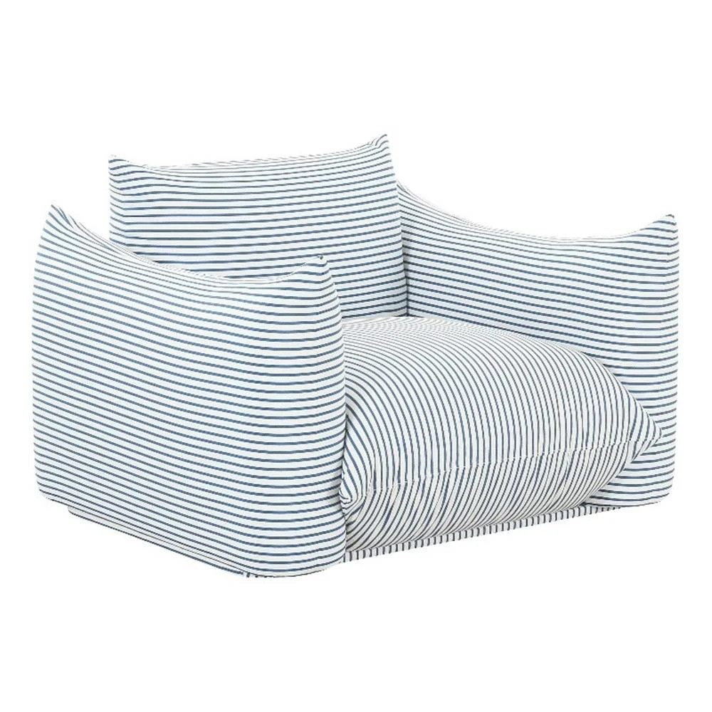 Pemberly Row Striped Fabric Outdoor Armchair in Pearl and Blue | Walmart (US)