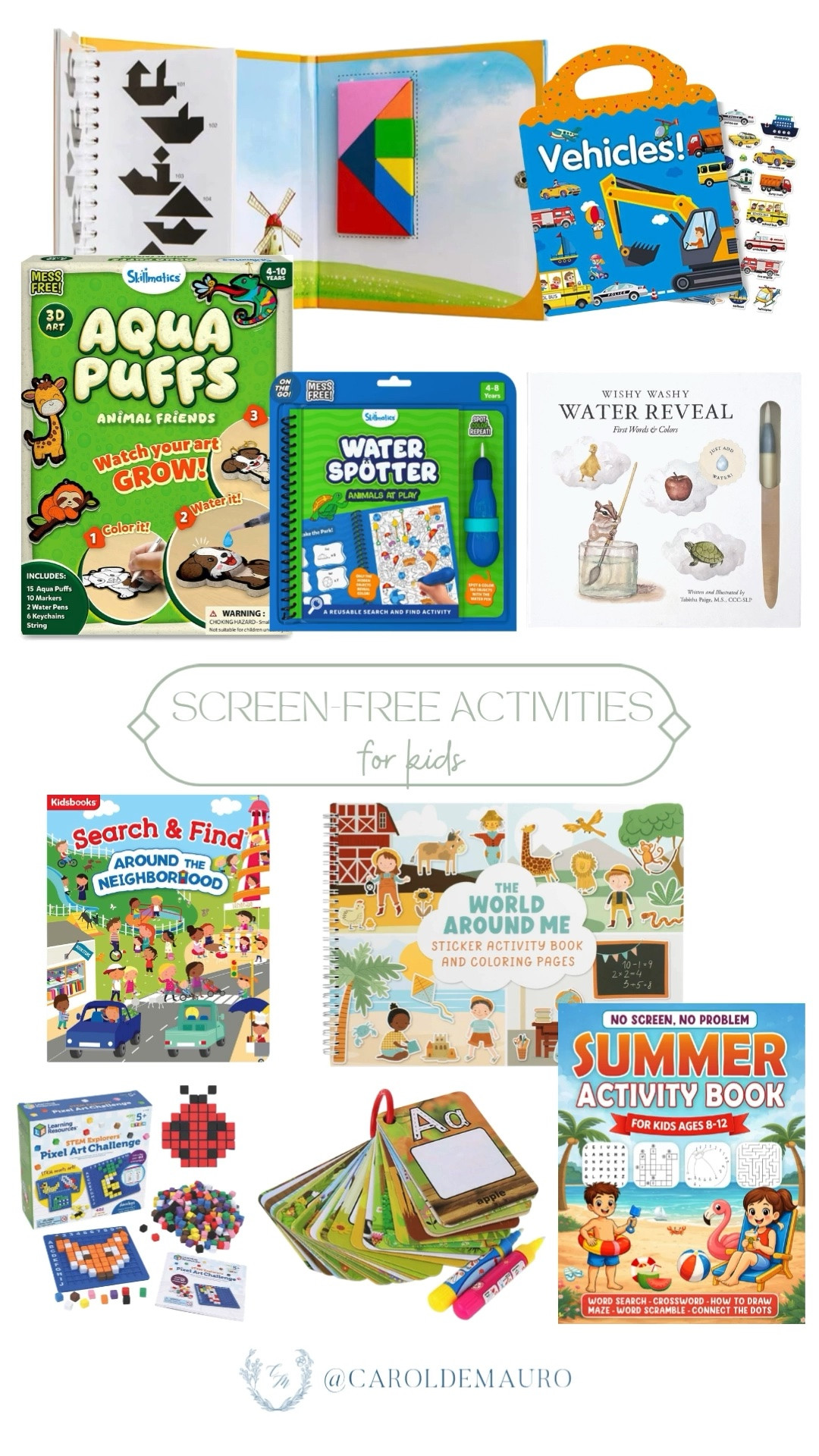 Keeping little hands busy this summer without a screen in sight. These water reveal books, aqua puffs, and sticker activity sets are genuinely fun and mess-free. Linked all of them so you can grab a few before the chaos sets in.

kids summer activities, toddler toys, mess free crafts, kids activity books, summer boredom busters, water activity books

#LTKKids