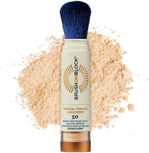 Brush On Block SPF 50 Mineral Powder Sunscreen, Translucent, Broad Spectrum, Water Resistant Face... | Amazon (US)