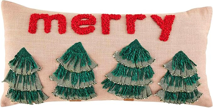 Mud Pie Christmas Farm Tree Pillow, 22" x 11", Merry | Amazon (US)