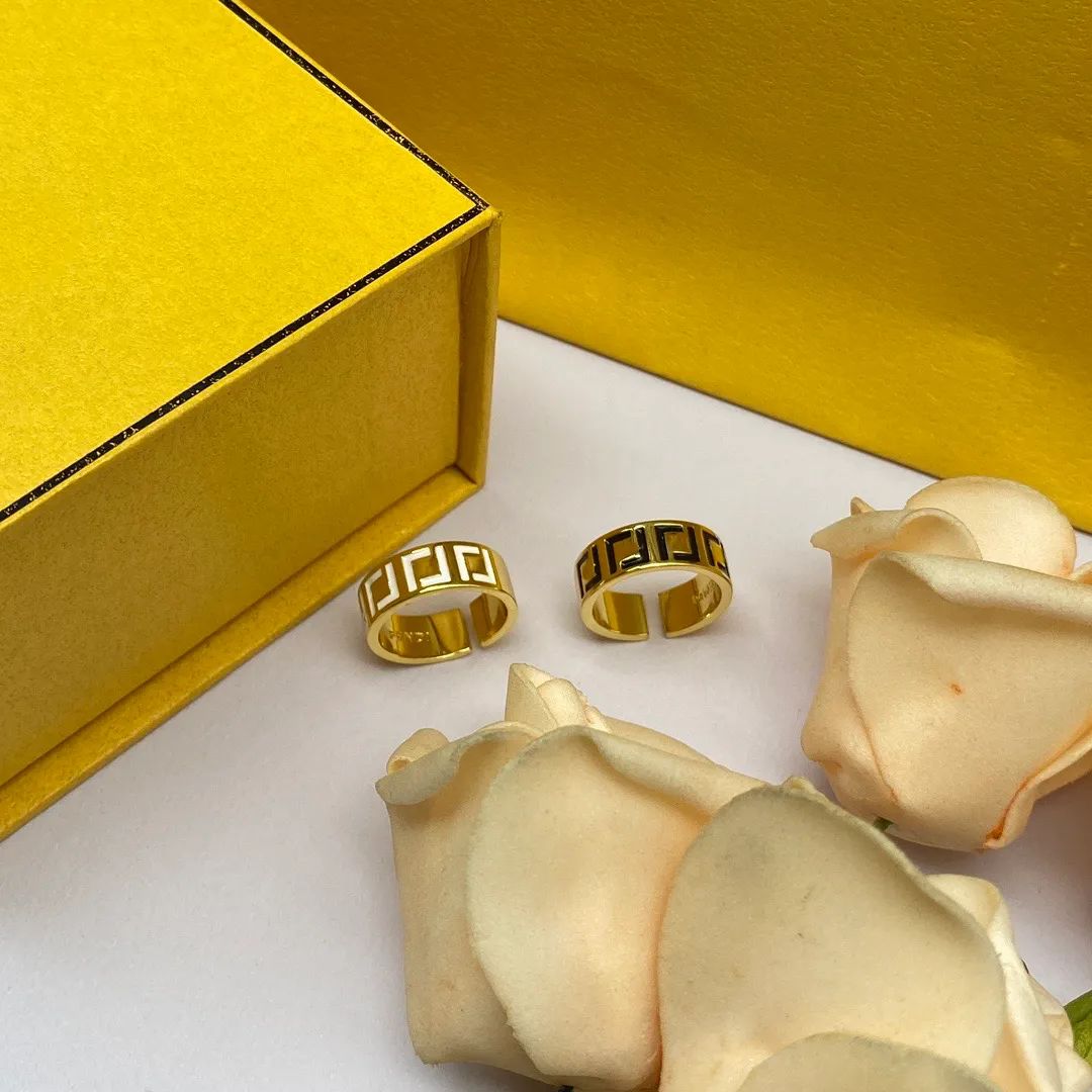 engagement designer FF Ring Extravagant 18K Gold Silver Titanium Steel letter Rings Women men wed... | DHGate