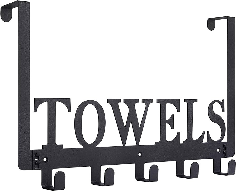 Over The Door Hooks, Towel Holder for Bathroom, Door Mount Towel Rack for Bedroom Kitchen Pool Be... | Amazon (US)