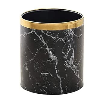 Huaqinglian Small Office Trash can Garbage can Metal Open top Wastebasket bin with Removable Gold... | Amazon (US)
