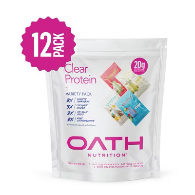 Oath Nutrition Variety Pack Clear Whey 12pk - Frosty Lemonade Icy Blue Kiwi Strawberry Coco Colada | Target
