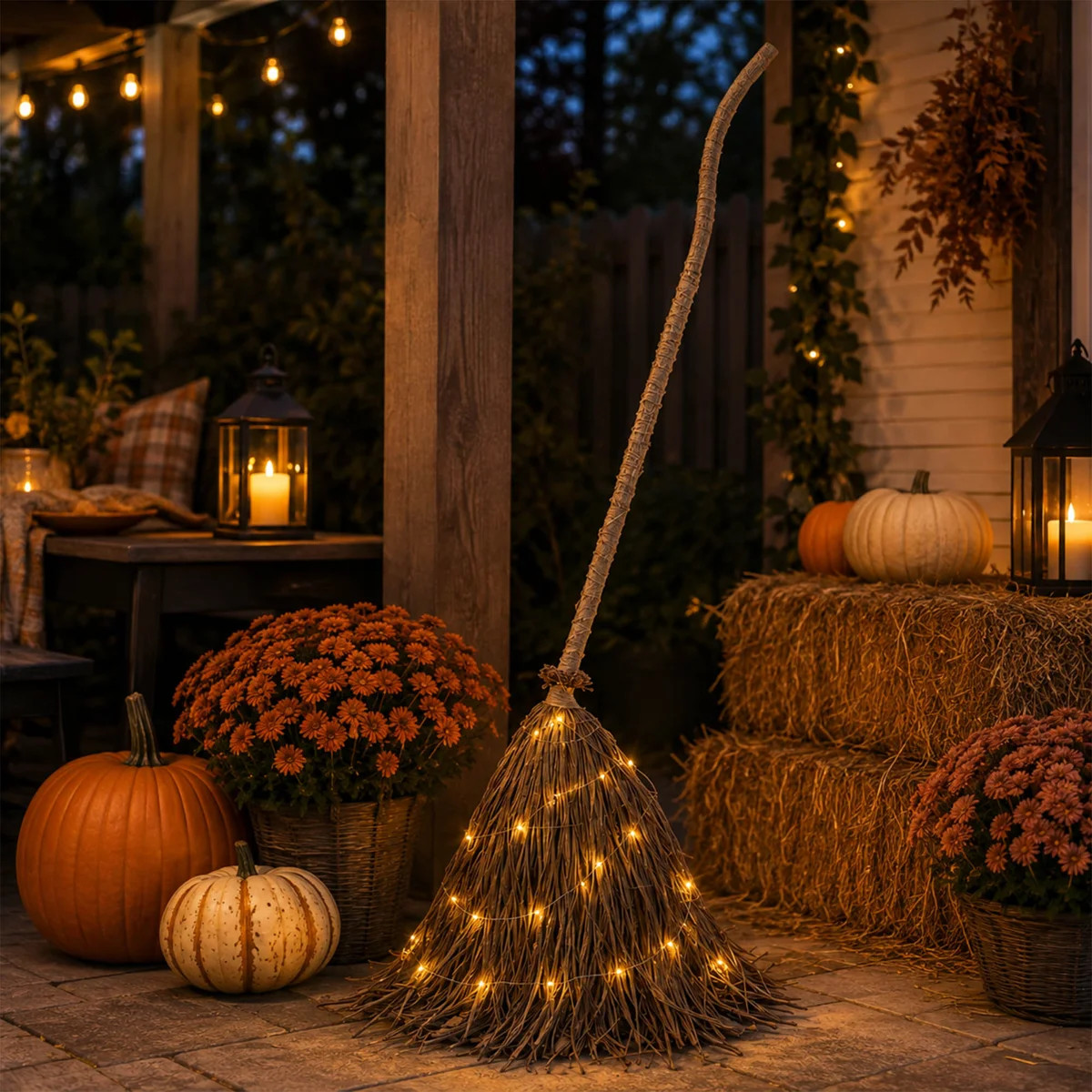 5.5 Ft Light Up Halloween Witches Broom Decoration | Wayfair North America