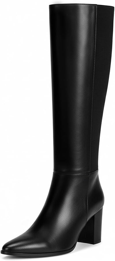 Vipost 3.35-inch Pointed Toe Knee High Boots for Women, Chunky Block Heel Tall Boots for Women wi... | Amazon (US)