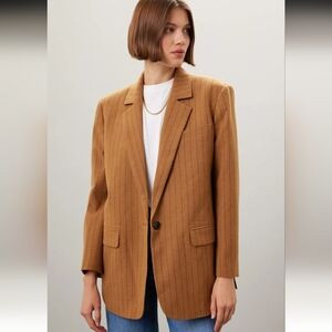 Madewell Oversized Blazer in Pinstripe Fallen Timber Padded Shoulders Size 6 | Poshmark