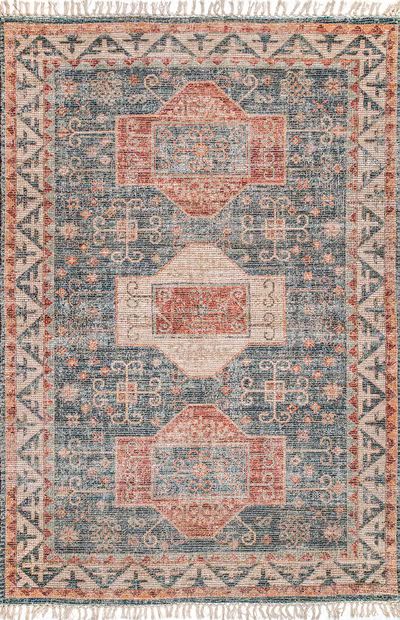 Multi Cartouche Medallion Tassel Area Rug | Rugs USA