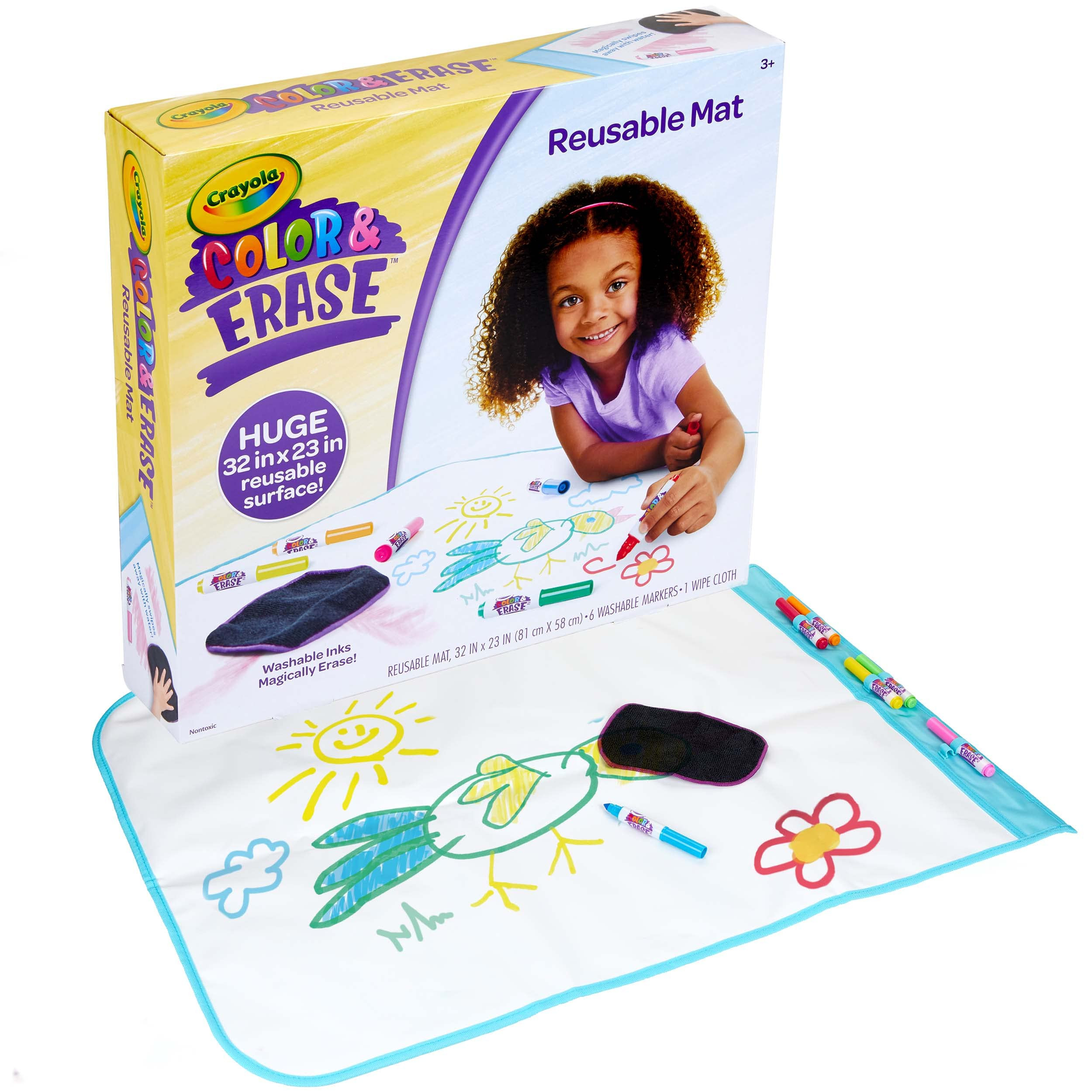 Crayola Color and Erase Mat, Giant Reusable Coloring Pad, Washable Markers, Travel Activity for K... | Amazon (US)