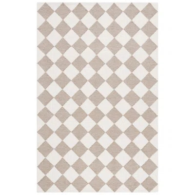 Reauna 300 Hand Tufted Wool/Cotton with Latex Checkered Rug in Beige/Ivory | Wayfair North America