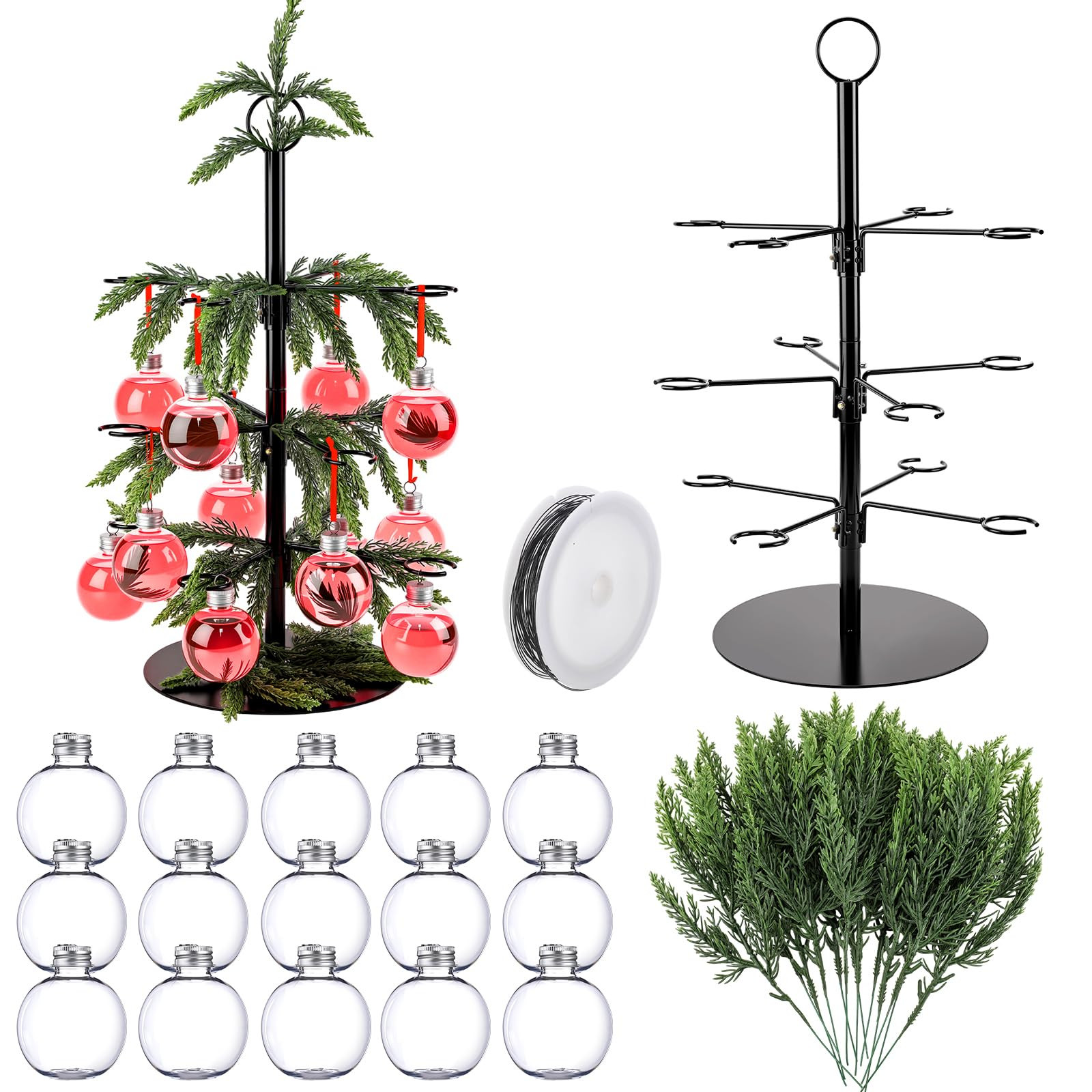 37 Pcs Christmas Cocktail Tree Stand for Drinks Champagne Tower Glass Holder with Plastic Drink B... | Amazon (US)