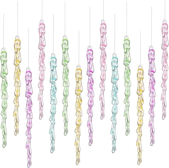 25 Pcs Pastel Candy Christmas Ornaments 5.25‘' Pastel Icicle Decoration for Christmas Tree Cand... | Amazon (US)