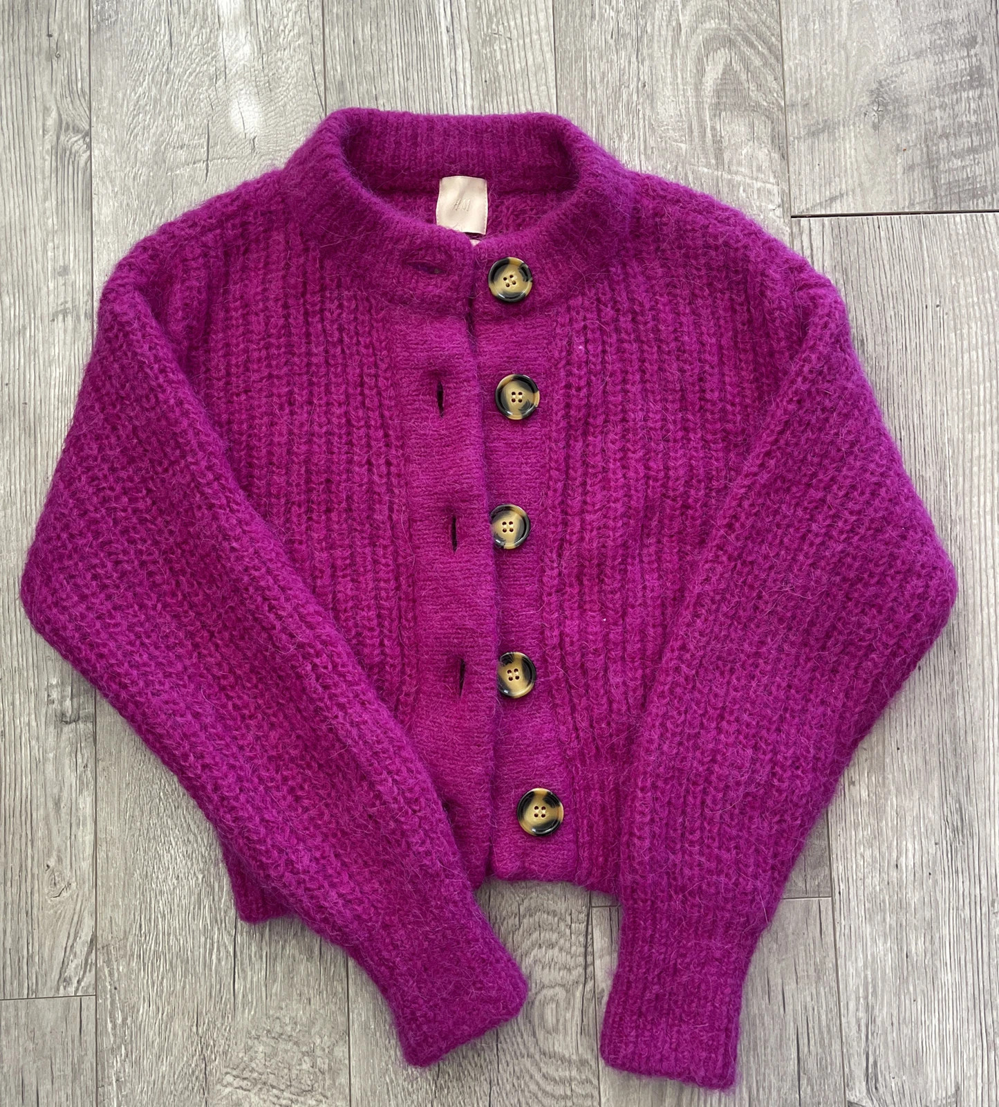 H&M Alpaca Wool Blend Rib Knit Short Cardigan - Pink Oversized XS  | eBay | eBay US