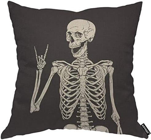 Amazon.com: AOYEGO Human Skeleton Posing Throw Pillow Cover Skull Anatomy Happy Creepy Gesture Ho... | Amazon (US)