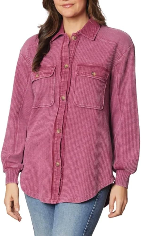 Briggs Women's Relaxed Fit Button Front Long Sleeve Waffle Shirt | Amazon (US)