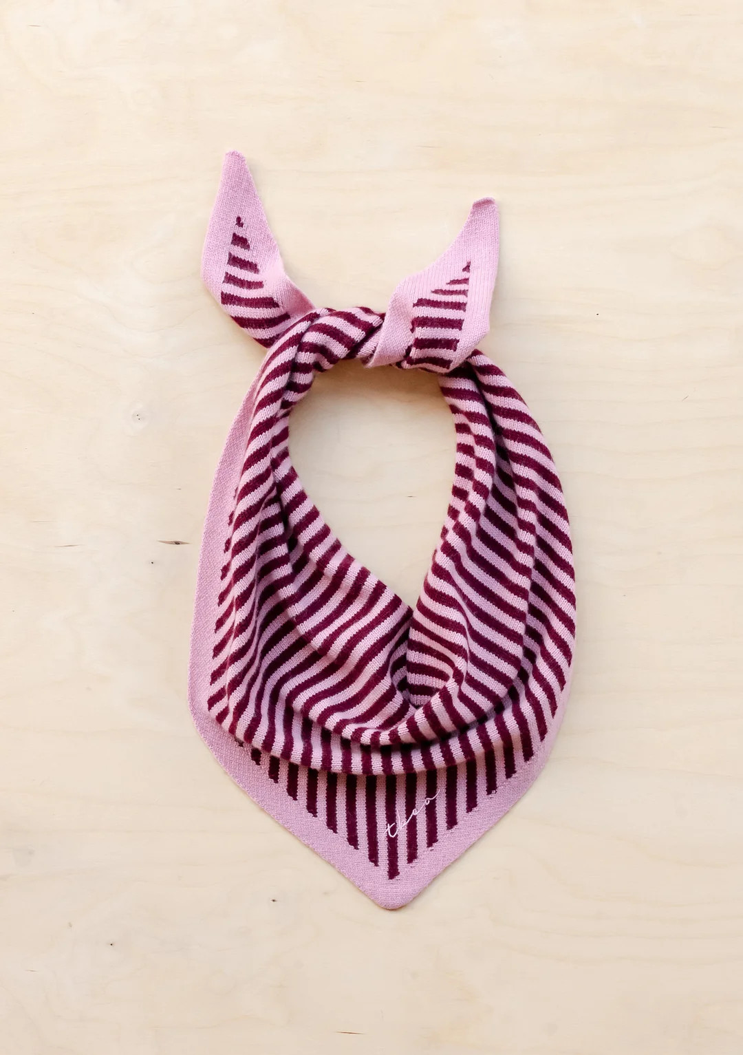Merino Triangle Scarf in Pink Stripe | The Tartan Blanket Co.