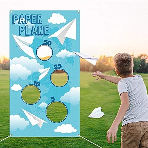 TICIAGA Paper Plane Toss Game Banner, Throwing Target Banner for Glider Airplane, Fun Add-on Toys fo | Amazon (US)