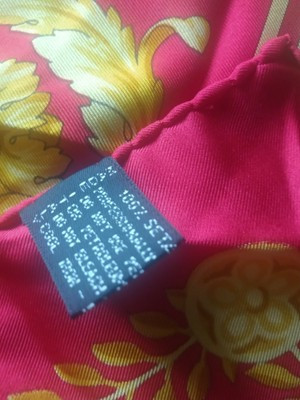 VERSACE red & gold silk scarf Barocco print | eBay AU