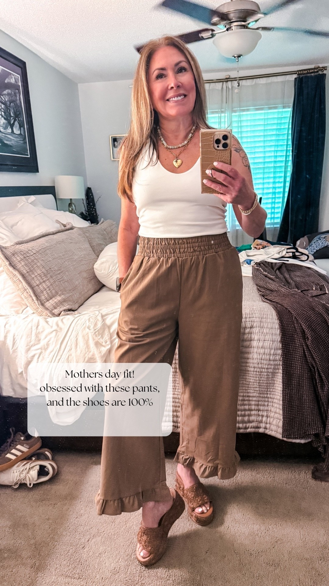 Mother’s Day fit loading 🤎✨
Obsessed with these flowy Amazon ruffle pants — they look so elevated but feel like pajamas 🙌 Paired them with the cutest Target woven wedges and my favorite Amazon bead necklace for an easy neutral look that works for brunch, church, or a casual date night.

Everything is comfy, flattering, and budget-friendly 👏 

Amie Pagan, spring style, ruffle pants, statement necklace 



#LTKStyle #LTKFindsUnder50 #AmazonFashion #TargetStyle #NeutralStyle #SpringOutfit #MothersDayStyle

#LTKMothersDay #LTKootd #LTKSeasonal