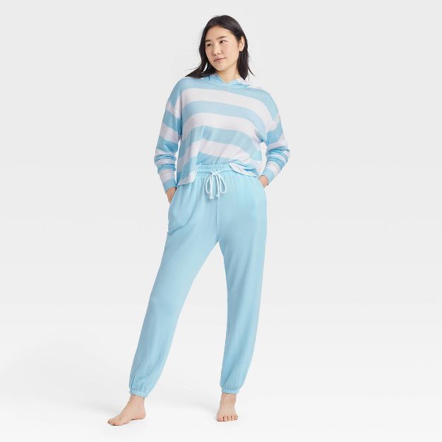 Women's Striped Fleece Lounge Sweatshirt - Colsie™ Blue | Target