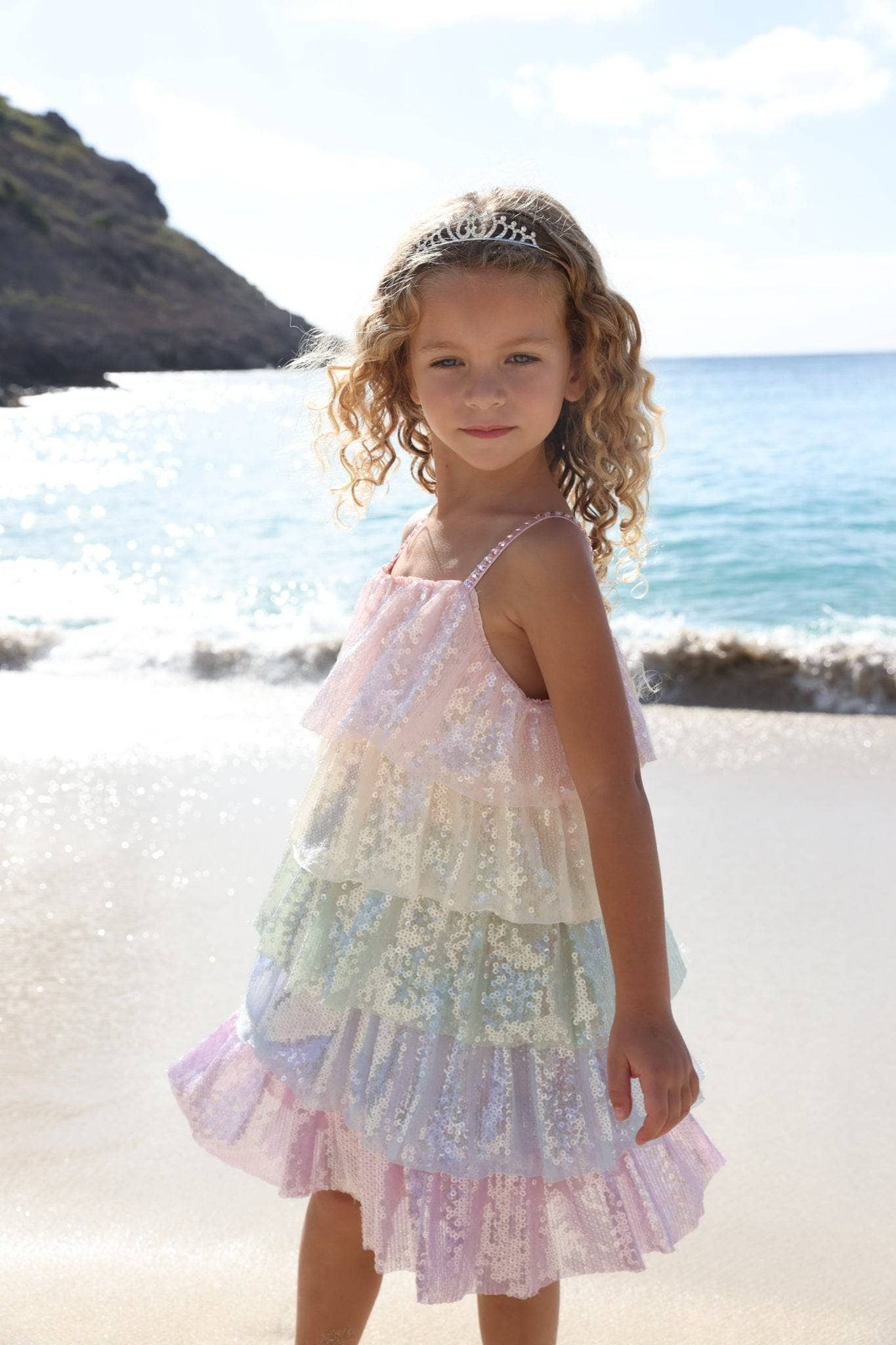 Rainbow Sequin Tiered Dress | Lola + The Boys