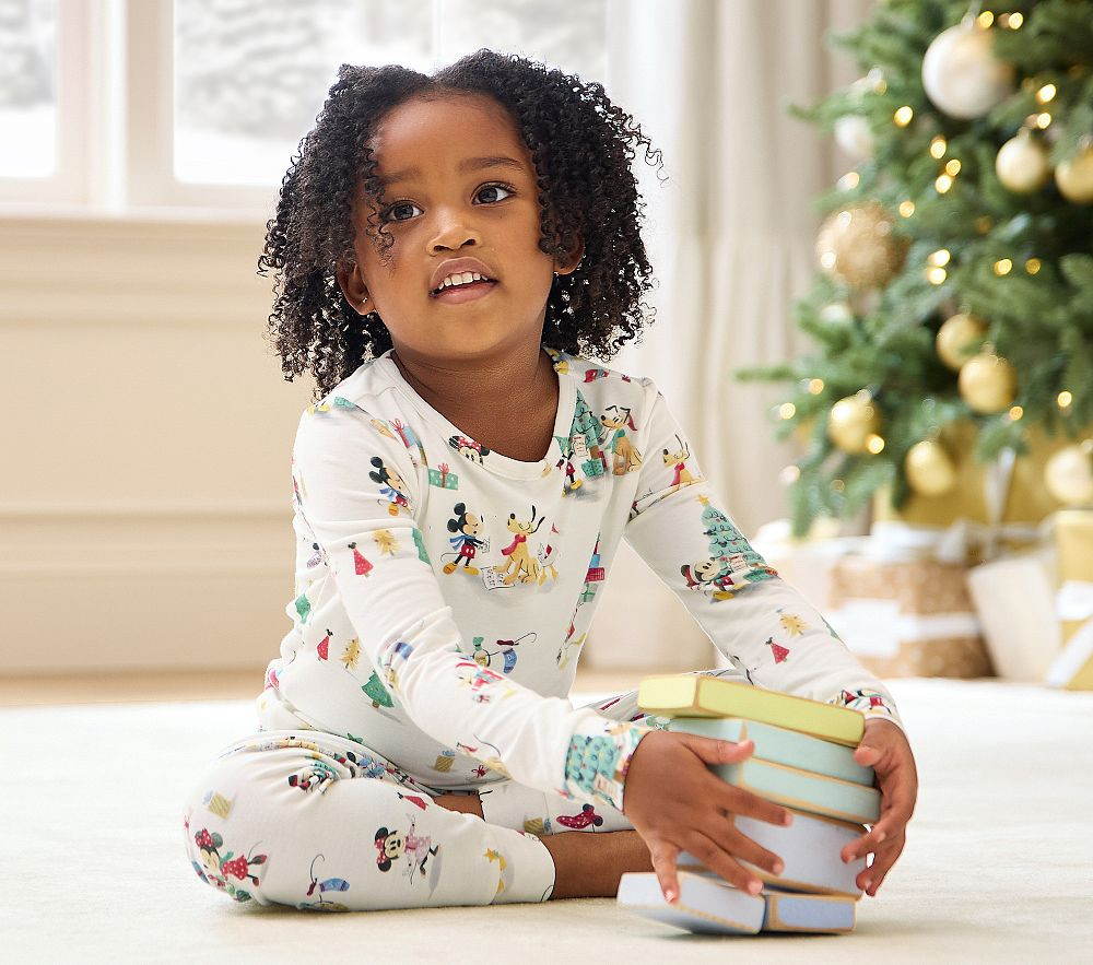 Disney Mickey Mouse and Friends Holiday Tight Fit Kid Pajama Set | Pottery Barn Kids